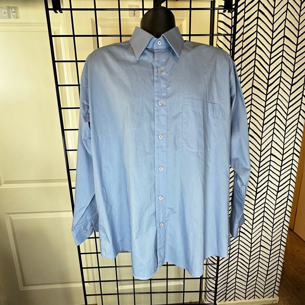 Modena Christopher Lena Mens Dress Shirt 16 1/2 32/33 Light Blue Solid